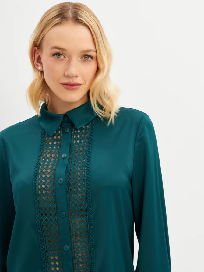 Блузка с кружевом OD-808-3 зеленый
