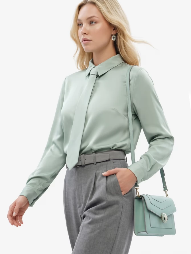 Блузка с галстуком  OD-881-5 ментол