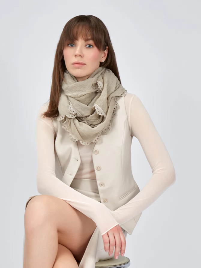 Юбка из эко-кожи с 3-мя молниями OD-863-2 бежевый