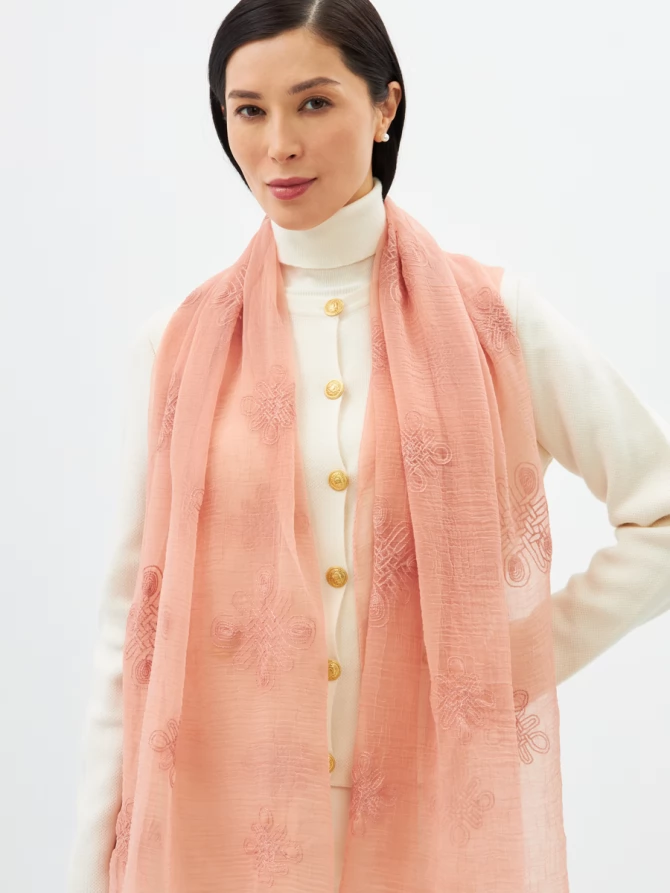 Палантин женский двусторонний с вышивкой арт-деко BB-1352-8