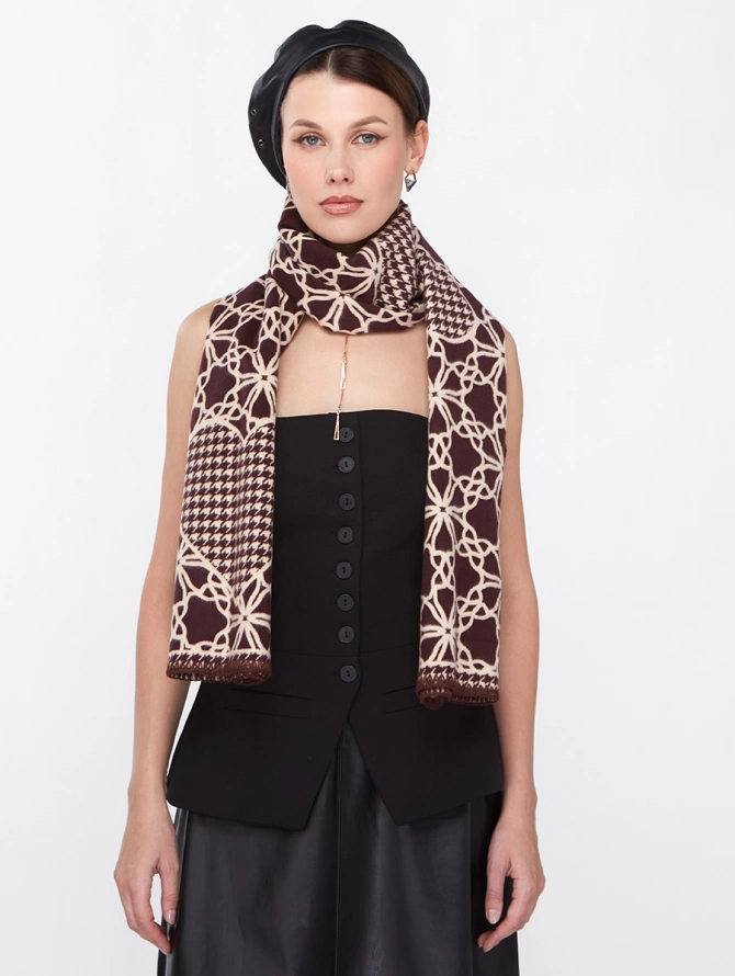 Палантин женский двусторонний с узором