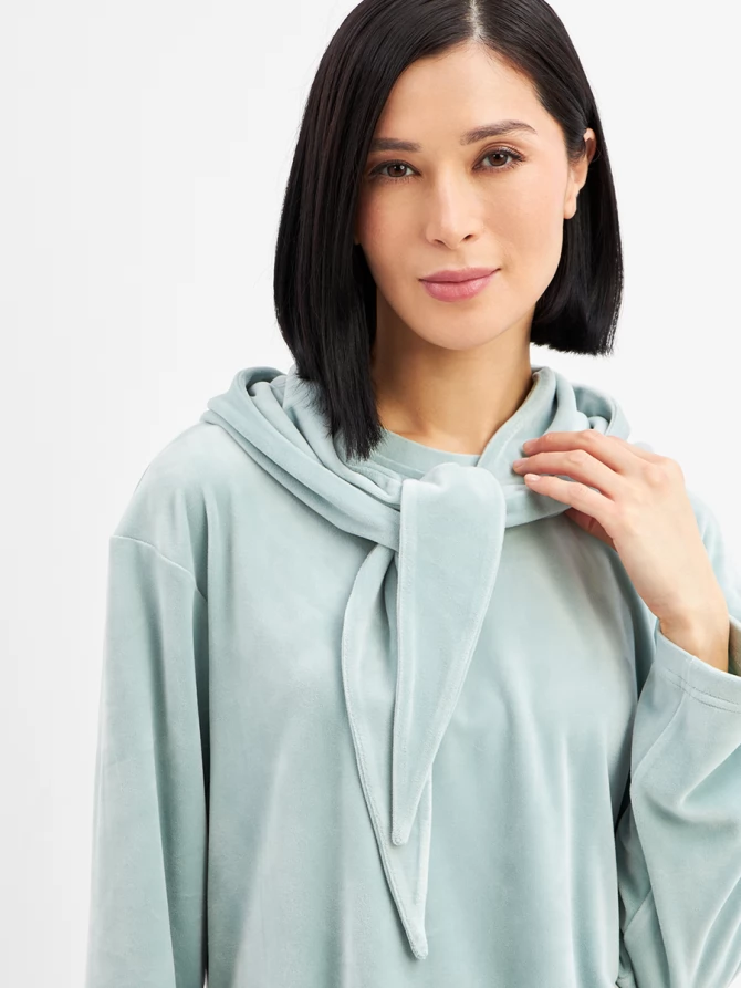 Костюм из велюра со съемным капюшоном и резинкой в комплекте OD-1009-2 зеленый