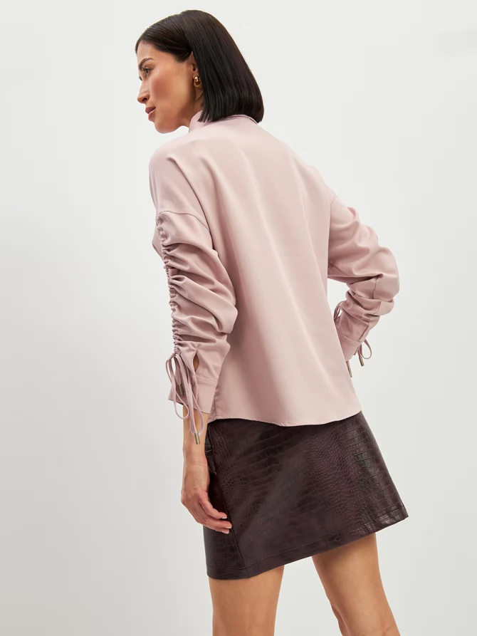 Блузка тонкая джинса OD-858-1 пудра