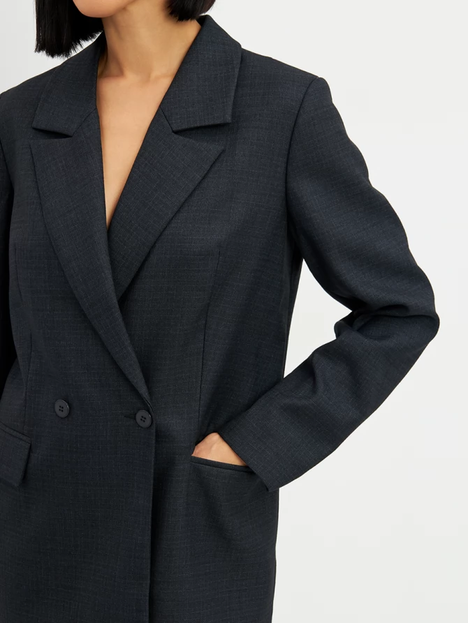 Жакет жакет из костюмной ткани OD-978-1 серо- синий