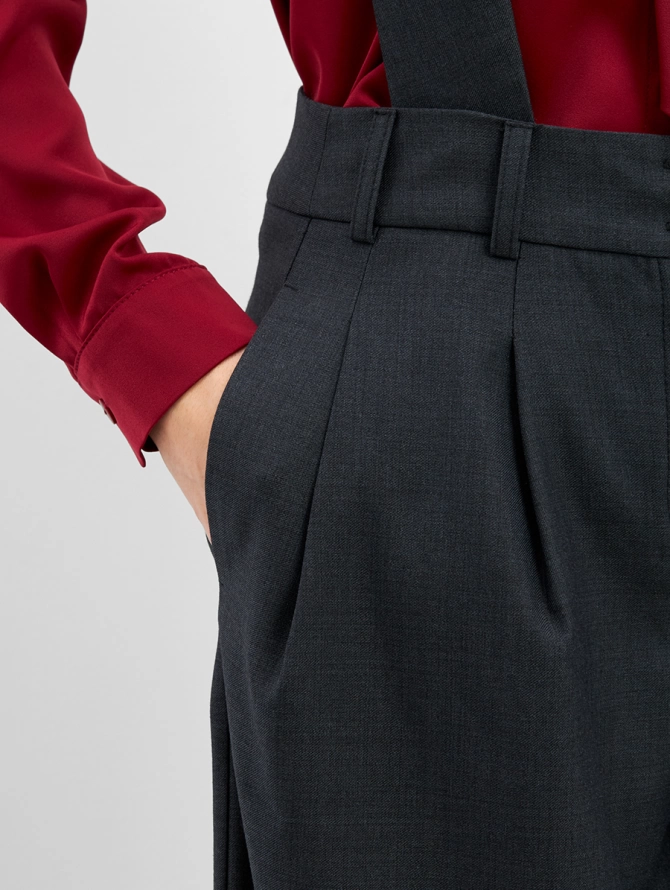 Брюки палаццо со съемными бретелями OD-982-1 серый