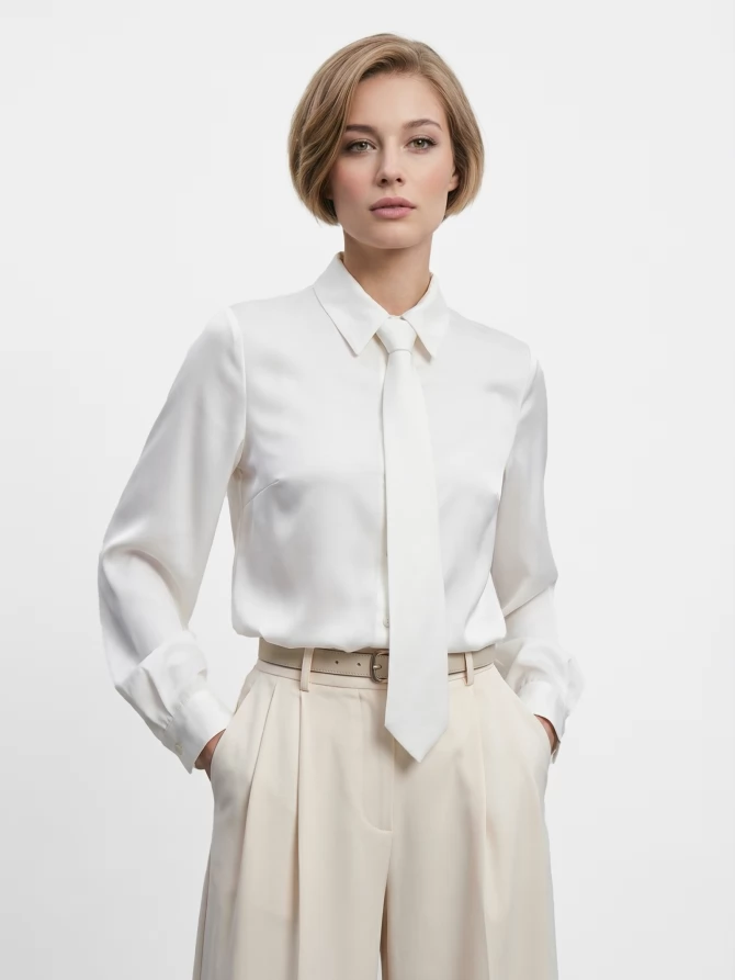 Блузка с галстуком  OD-881-4 белый