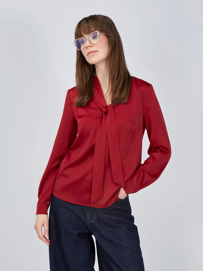Блузка с завязками OD-812-3 бордовая