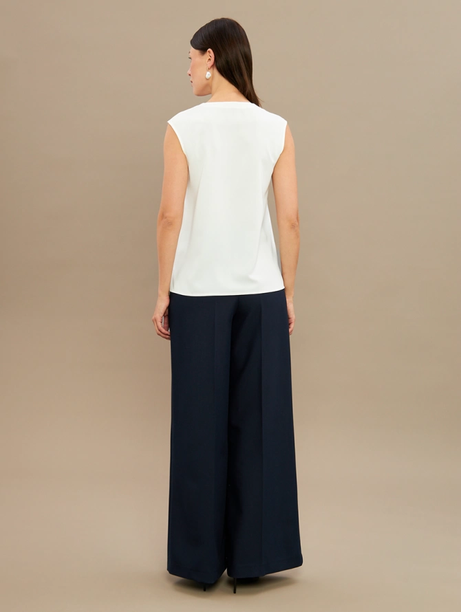 Топ со вставкой из органзы белый