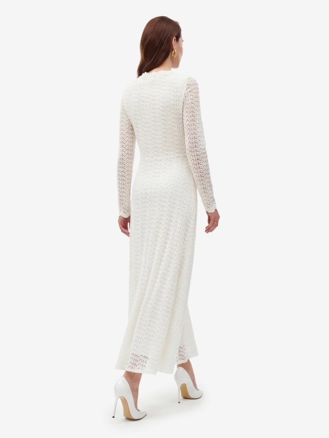 Платье из трикотажного кружева белое OD-904-4