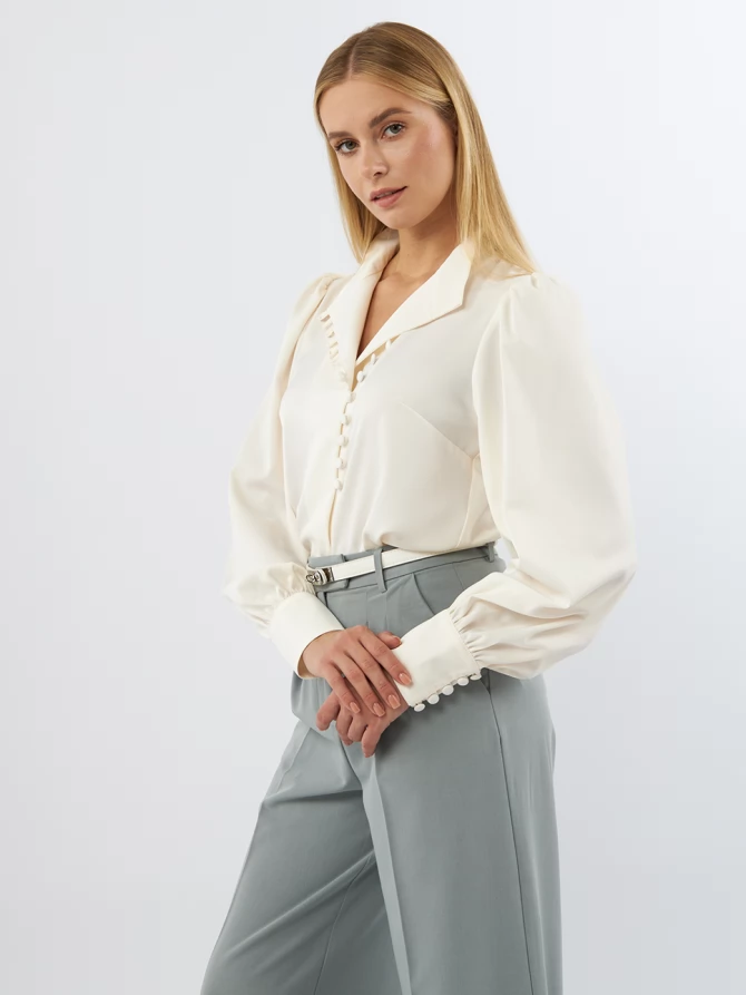 Блуза-косоворотка много пуговиц OD-550-16 сливочный