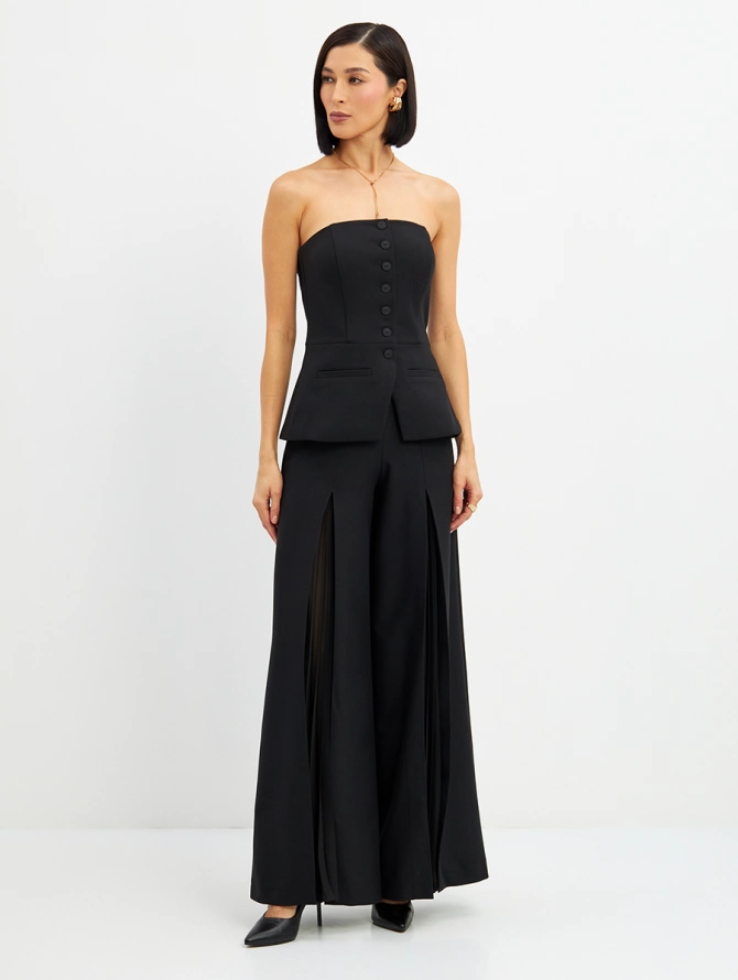 Блузка (корсет) из костюмной ткани на подкладке OD-908-1 черный