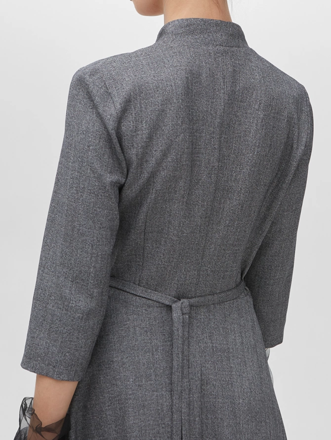 Платье с воротником стойка OD-885-1 темно-серый