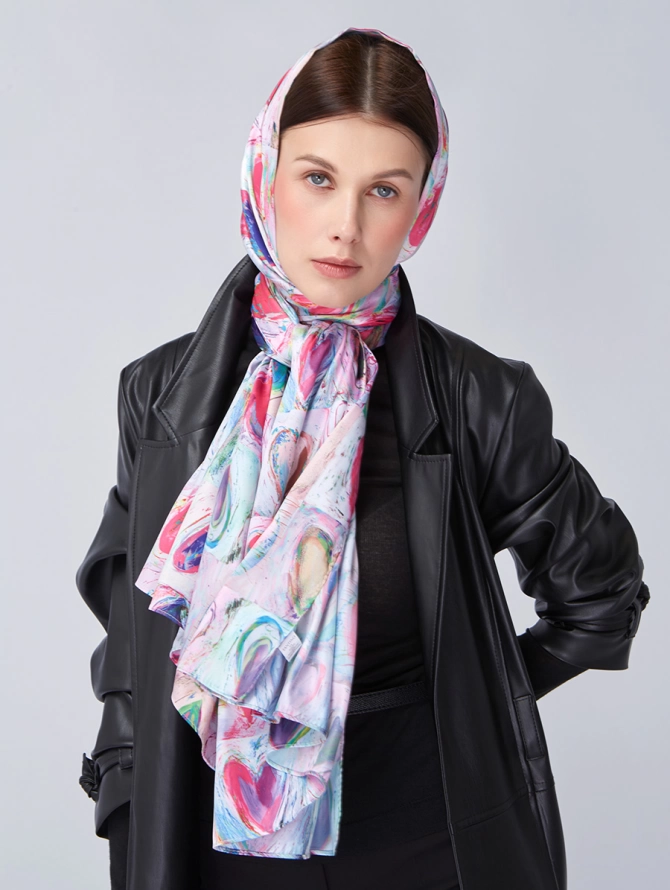 Палантин женский с акварельным принтом