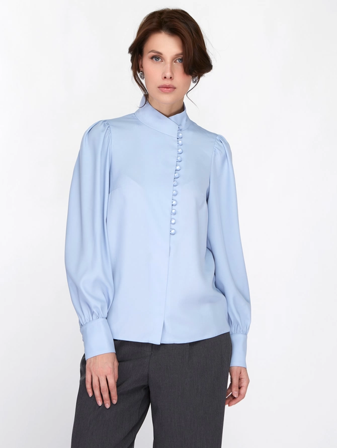 Блуза-косоворотка с пуговицами, серо-голубая OD-550-9