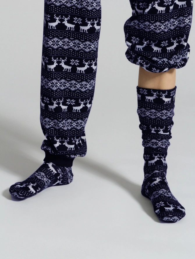 Носки высокие с норвежским узором
