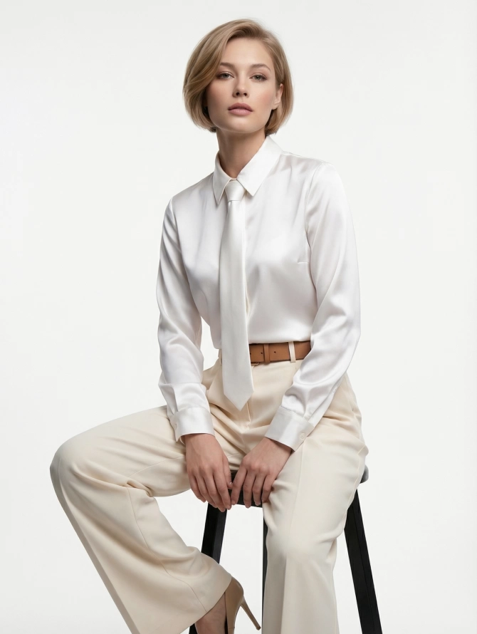 Блузка с галстуком белая OD-881-4
