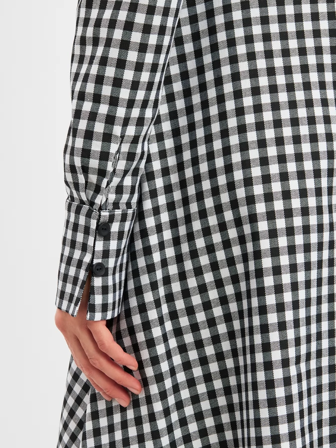 Платье с кружевным воротником потайная планка OD-886-2 ч/б клетка