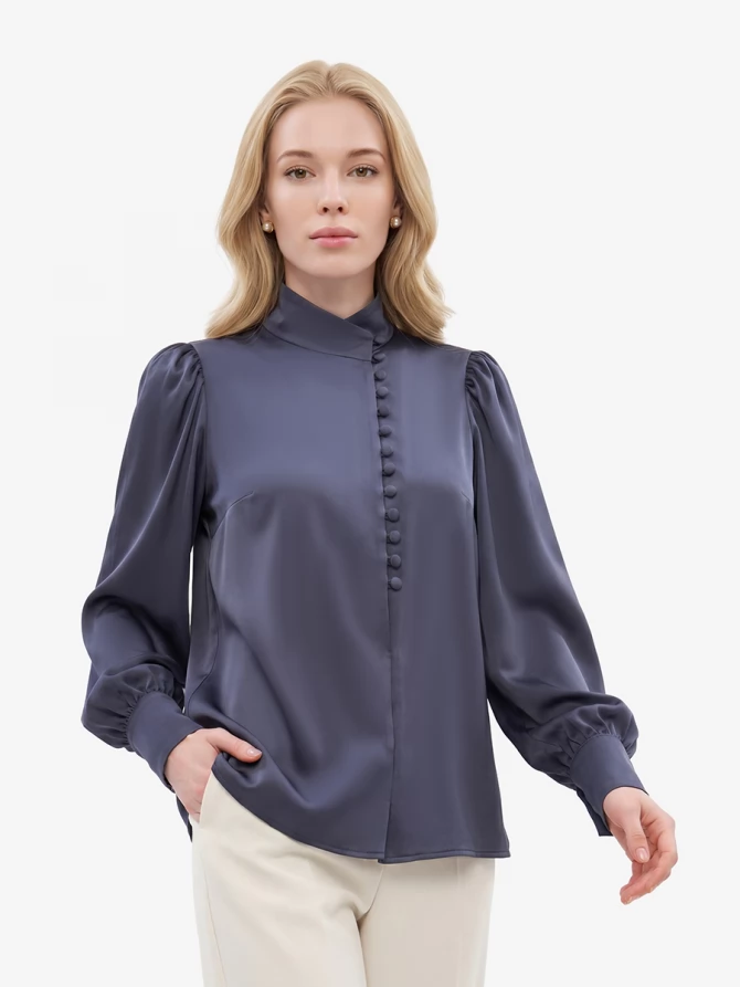 Блуза-косоворотка много пуговиц OD-550-19 графит