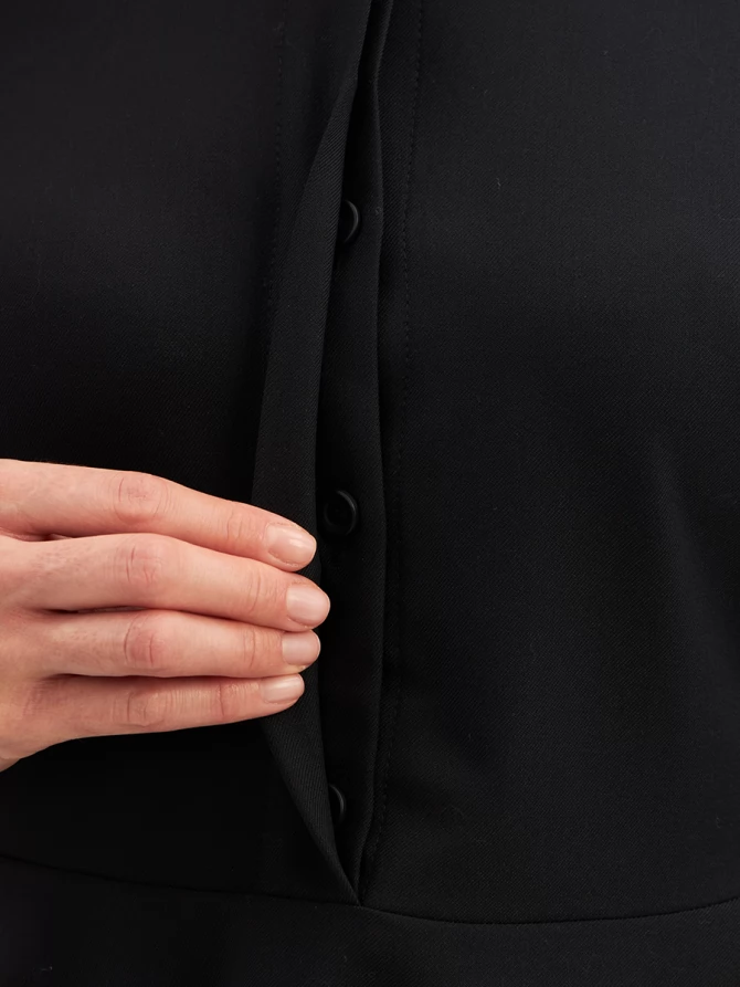 Платье с кружевным воротником потайная планка OD-886-1 черный