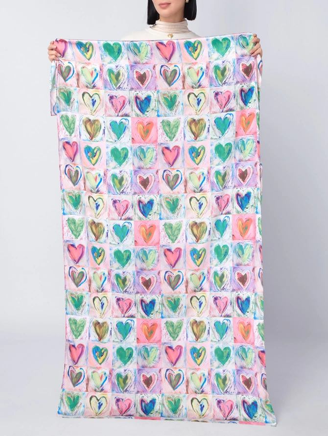 Палантин женский с акварельным принтом KSH16-1459-2