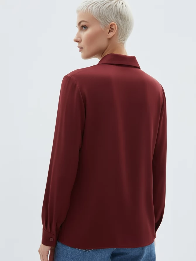 Блузка с галстуком  OD-881-6 бордовый