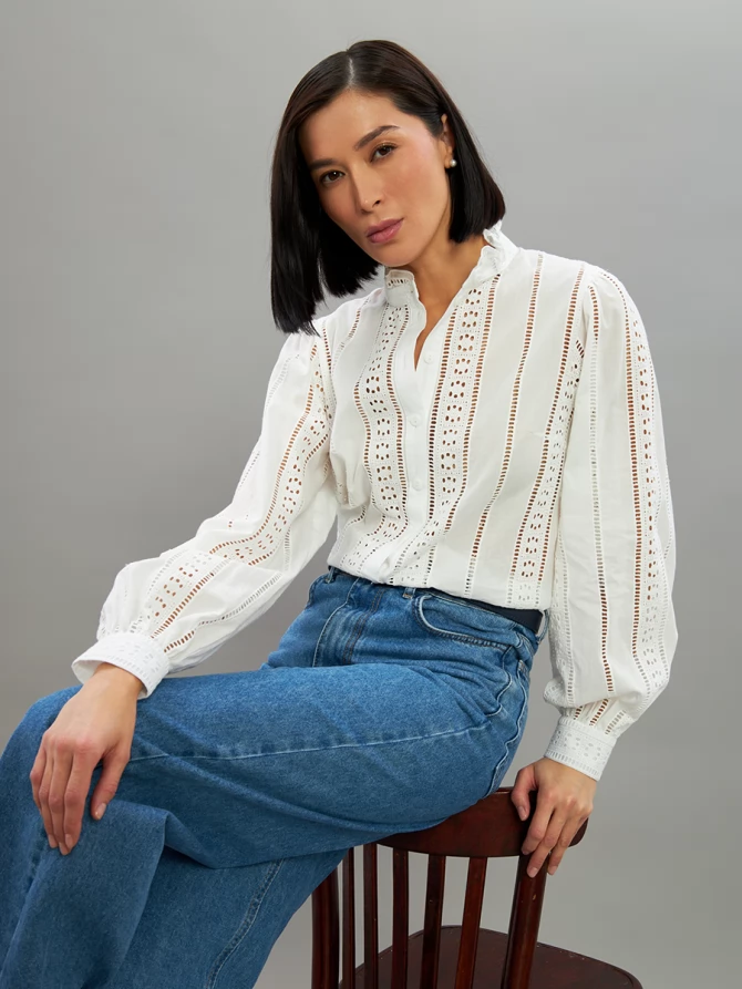 Блузка из шитья OD-919-1 белый