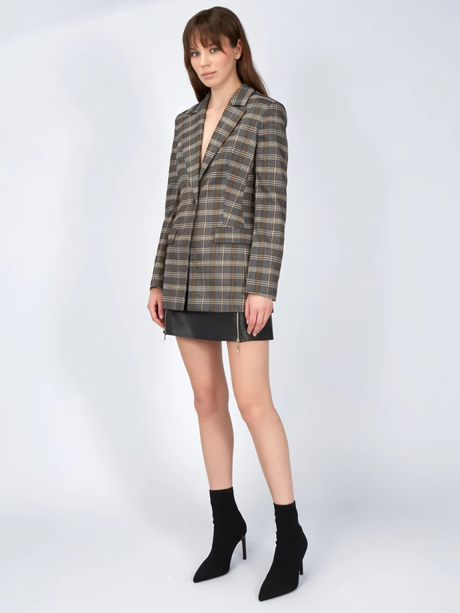 Жакет приталенный костюмка OD-821-2 серо-коричневый