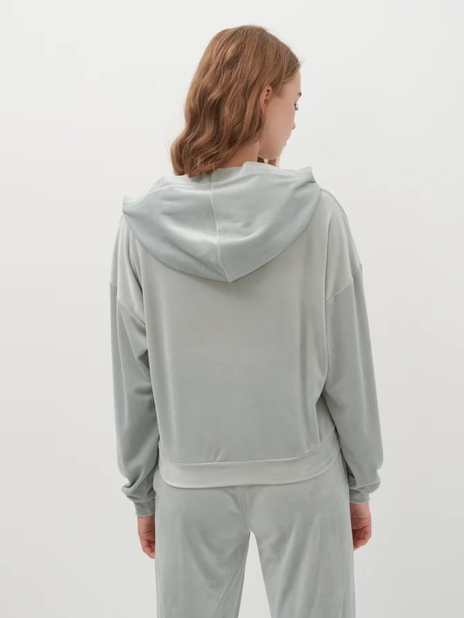 Худи из велюра оверсайз укороченное