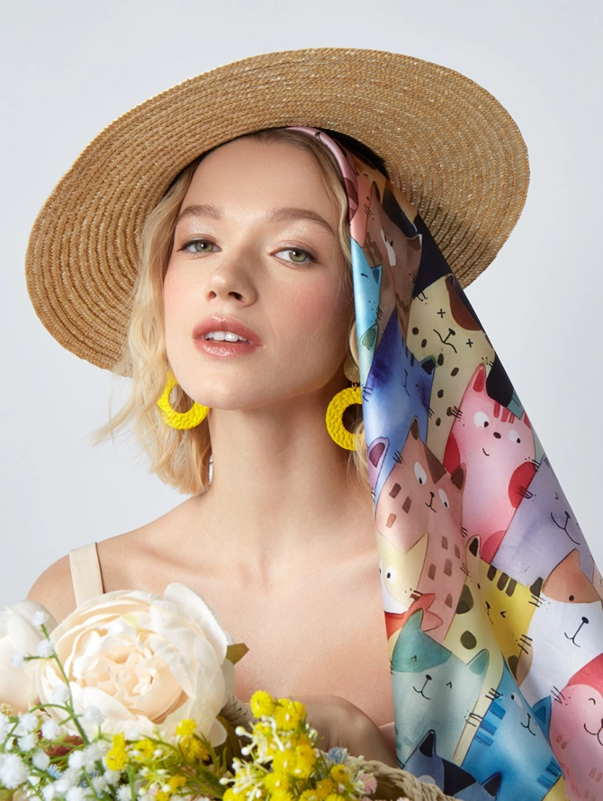 Платок женский с эксклюзивным арт-узором KSH16-67-4