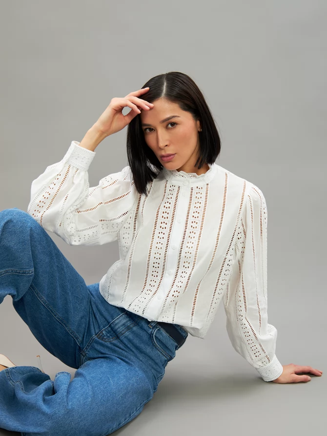 Блузка из шитья OD-919-1 белый