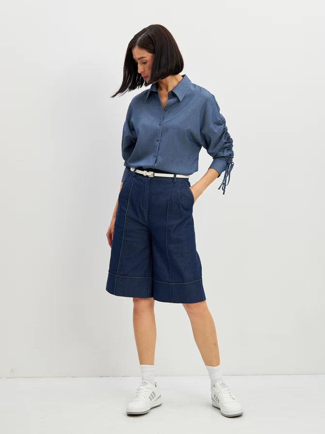 Блузка тонкая джинса OD-858-4 темный джинс