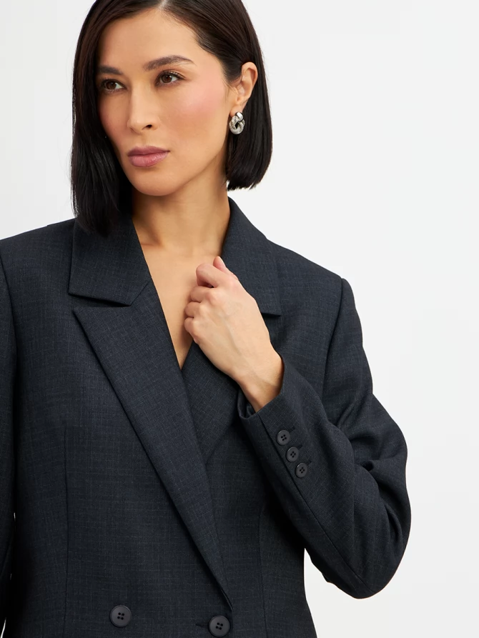 Жакет жакет из костюмной ткани OD-978-1 серо- синий