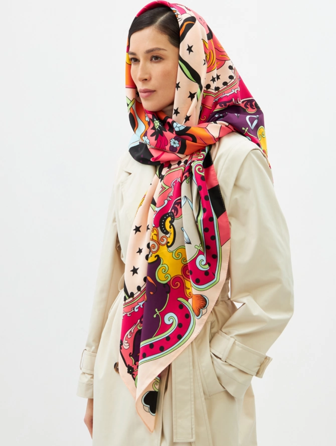 Платок женский двусторонний с принтом Арт-Деко LO-1255-2