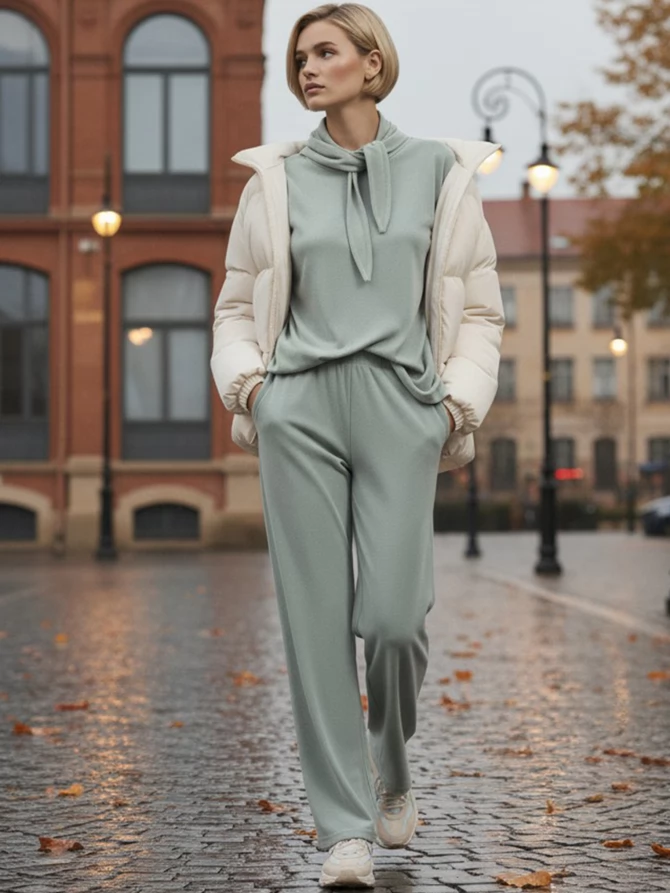 Костюм велюровый со съемным капюшоном OD-1009-2 зеленый