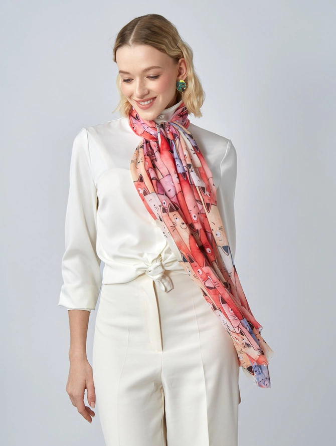 Палантин женский с принтом 'Веселые котики'