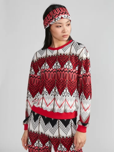 Повязка на голову PGT-02-9 орнамент красный