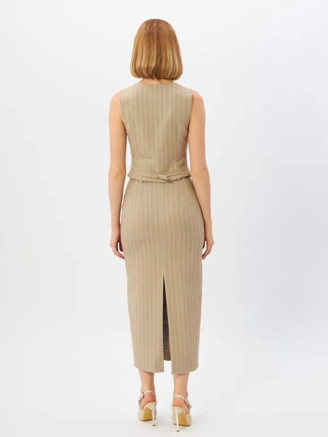 Юбка из костюмной ткани в полоску OD-921-2 капучино