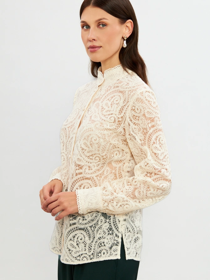 Блузка из кружевной ткани OD-977-1 молочный