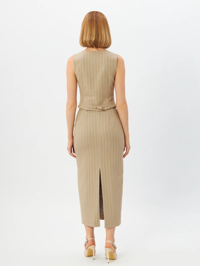 Юбка из костюмной ткани в полоску OD-921-2 капучино