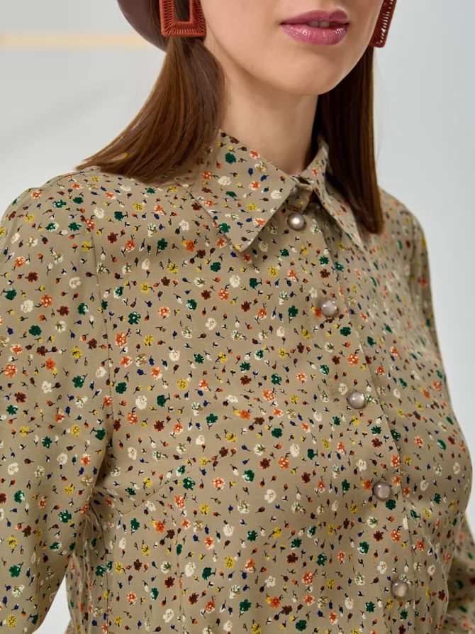 Платье-рубашка с воланом