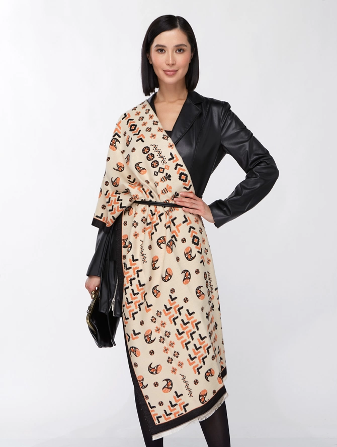 Палантин женский двусторонний с этническим узором