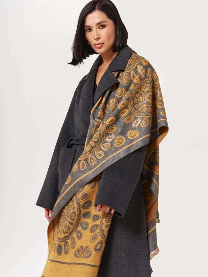 Палантин двусторонний с орнаментом мандала