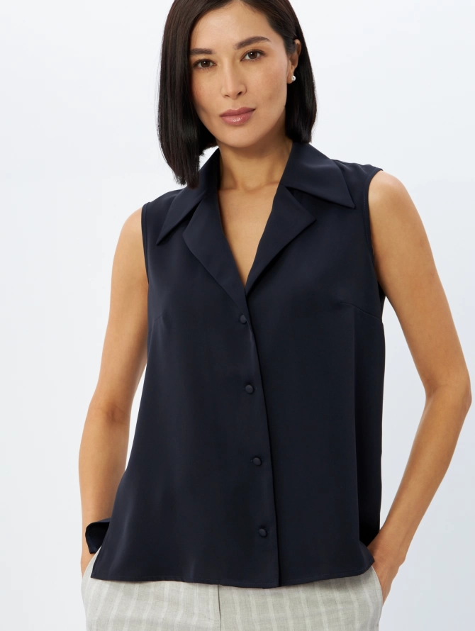 Блузка без рукавов темно-синяя OD-970-2