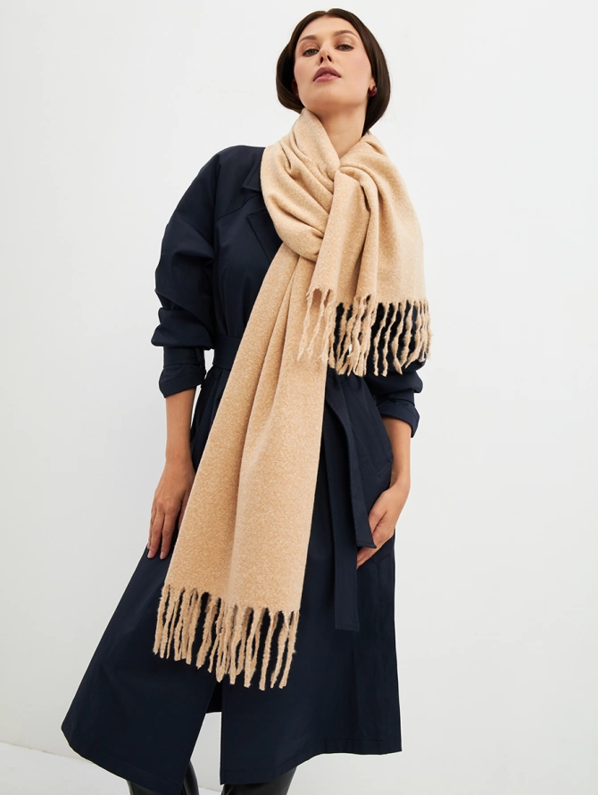 Палантин женский двусторонний с бахромой