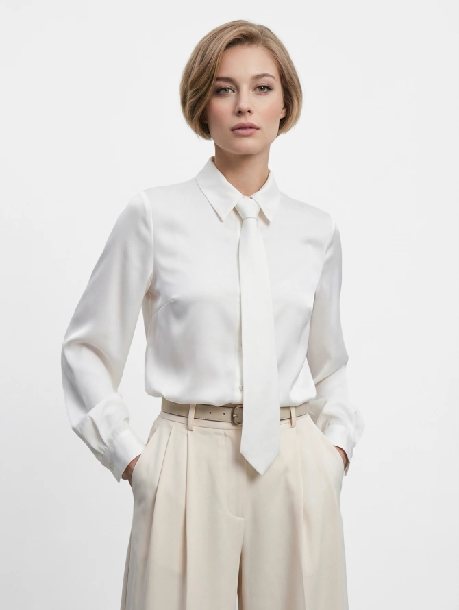 Блузка с галстуком белая OD-881-4