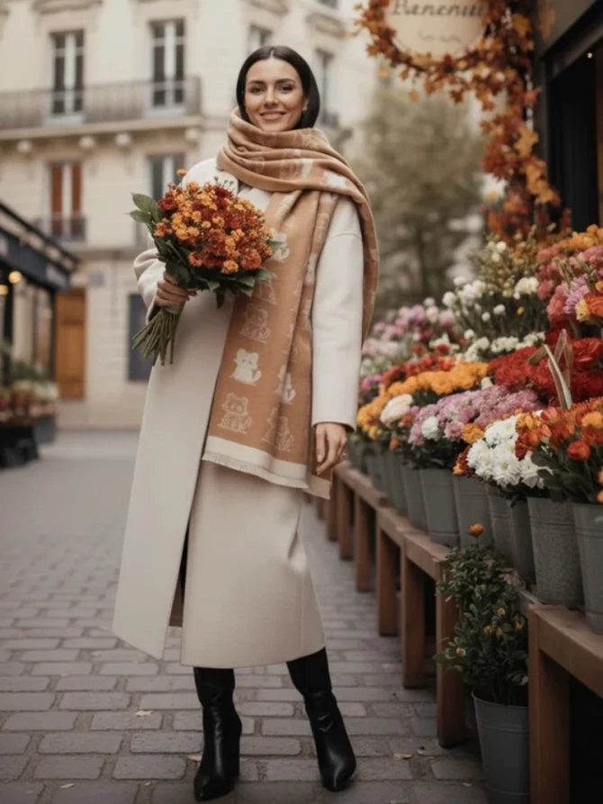 Палантин женский однотонный двусторонний