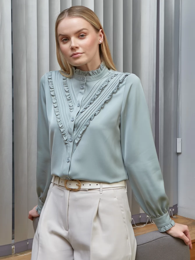 Блузка с рюшами OD-884-3 ментол