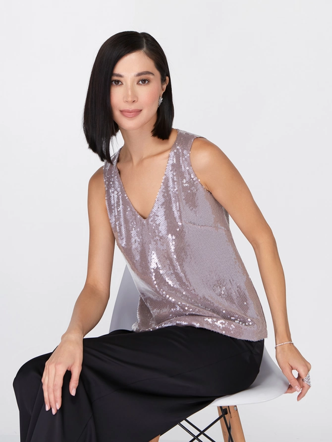 Топ из пайеток OD-901-1 розовый