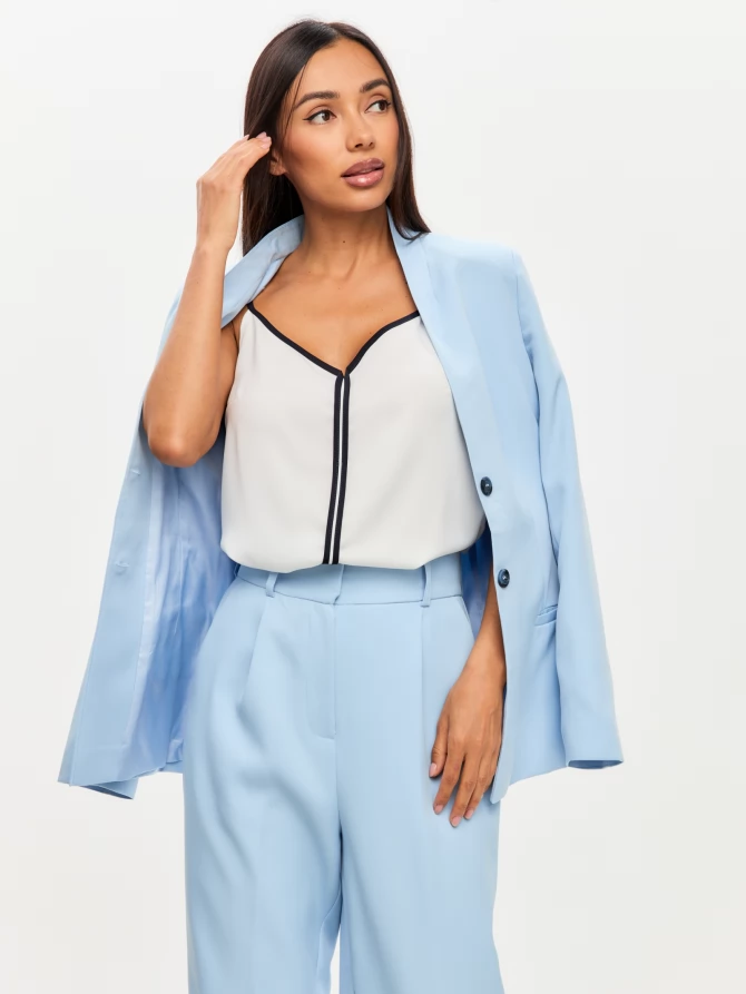 Брюки укороченные голубого цвета