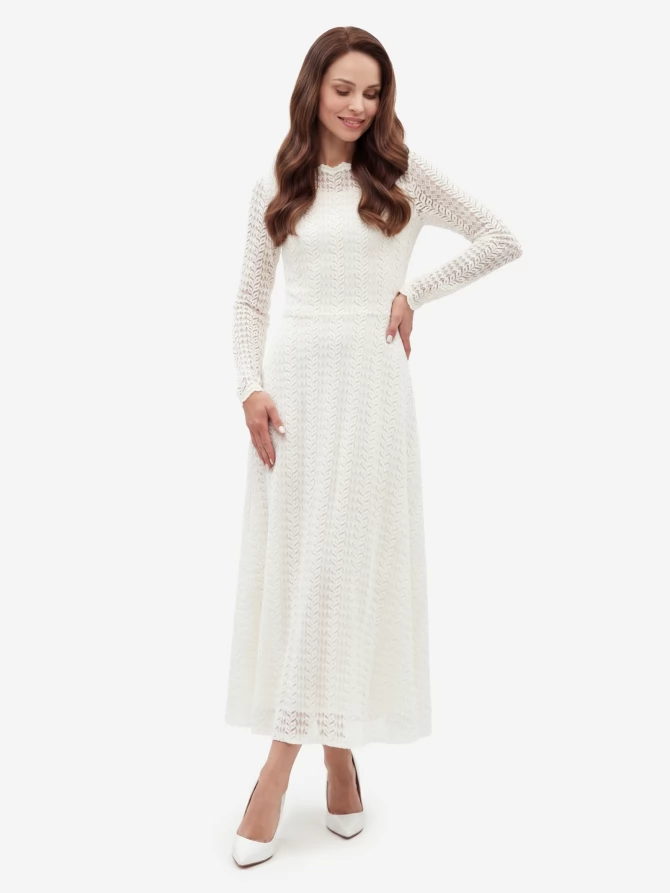 Платье из трикотажного кружева OD-904-4 белое